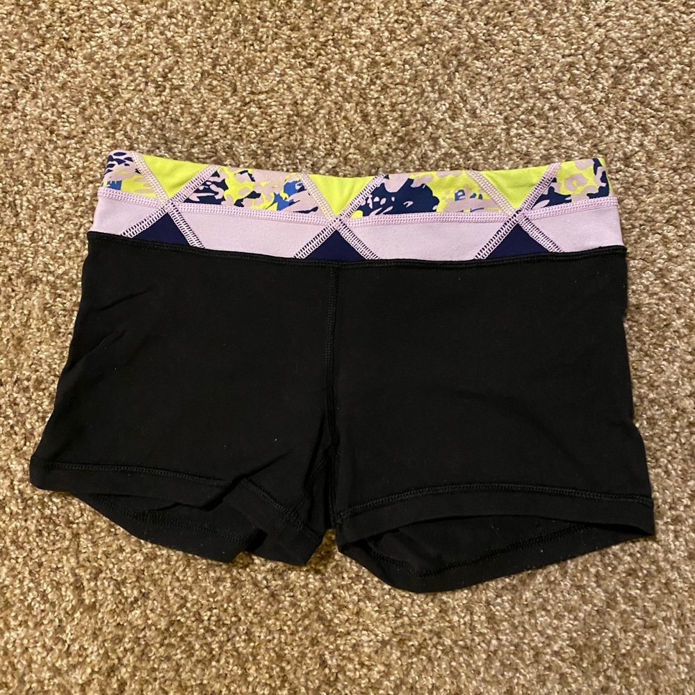 Ivivva black shorts with colorful waistband. Size girls 12